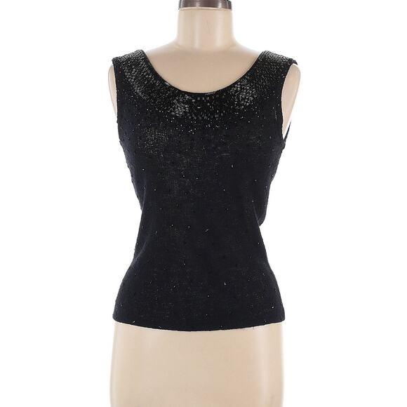 ST JOHN KNIT EVENING Beaded Sequin Embellished Low Back Cami Top Size Medium EUC - Picture 2 of 10